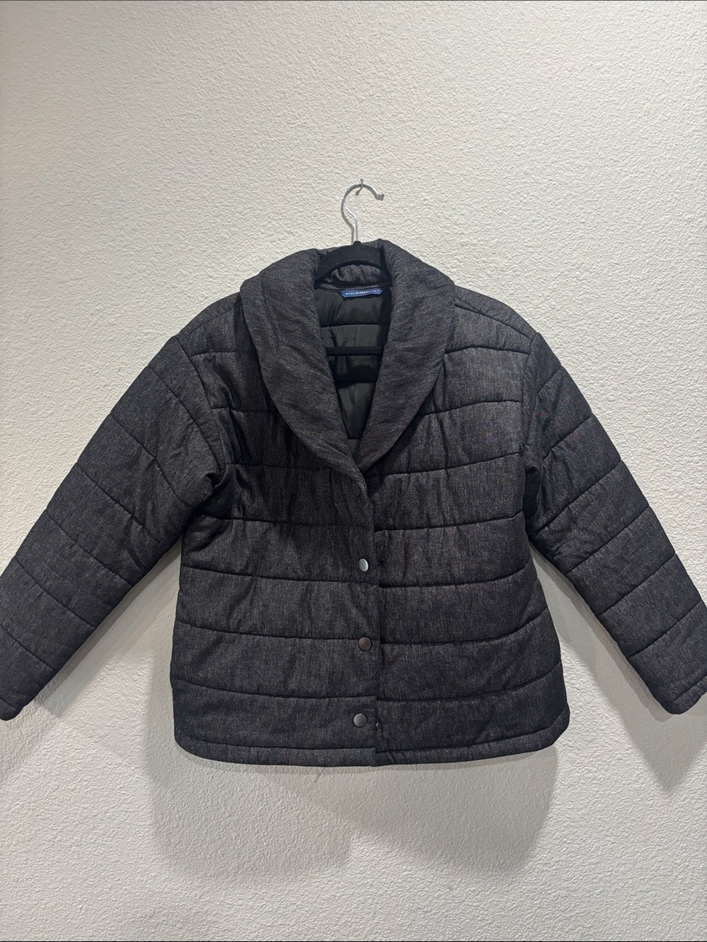 Isaac Mizrahi Charcoal Quilted Shawl-Collar Puffer Jacket